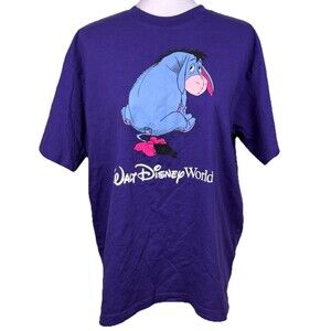 Walt Disney World Eyeore Women Large Purple T-Shirt 100% Cotton